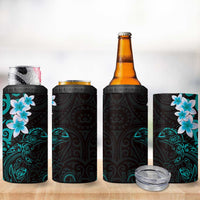 New Zealand Tuatara Plumeria 4 in 1 Can Cooler Tumbler Maori Teal Koru Tribal Tattoo LT01 - Polynesian Pride