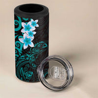 New Zealand Tuatara Plumeria 4 in 1 Can Cooler Tumbler Maori Teal Koru Tribal Tattoo LT01 - Polynesian Pride