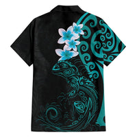 New Zealand Tuatara Plumeria Hawaiian Shirt Maori Teal Koru Tribal Tattoo LT01 - Polynesian Pride