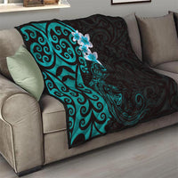New Zealand Tuatara Plumeria Quilt Maori Teal Koru Tribal Tattoo LT01 - Polynesian Pride