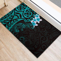 New Zealand Tuatara Plumeria Rubber Doormat Maori Teal Koru Tribal Tattoo LT01 - Polynesian Pride
