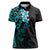 New Zealand Tuatara Plumeria Women Polo Shirt Maori Teal Koru Tribal Tattoo