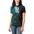 New Zealand Tuatara Plumeria Women Polo Shirt Maori Teal Koru Tribal Tattoo