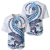 Blue Maori Tuatara Baseball Jersey Luxury Pastel Pattern LT01 - Polynesian Pride
