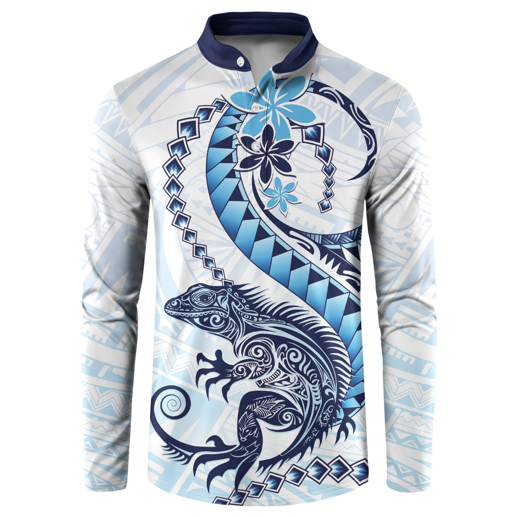Blue Maori Tuatara Button Sweatshirt Luxury Pastel Pattern