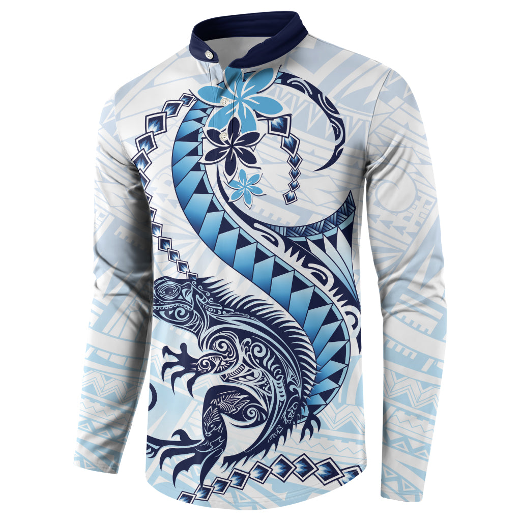 Blue Maori Tuatara Button Sweatshirt Luxury Pastel Pattern