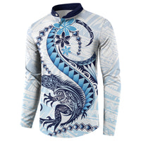 Blue Maori Tuatara Button Sweatshirt Luxury Pastel Pattern