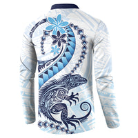 Blue Maori Tuatara Button Sweatshirt Luxury Pastel Pattern