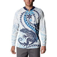 Blue Maori Tuatara Button Sweatshirt Luxury Pastel Pattern