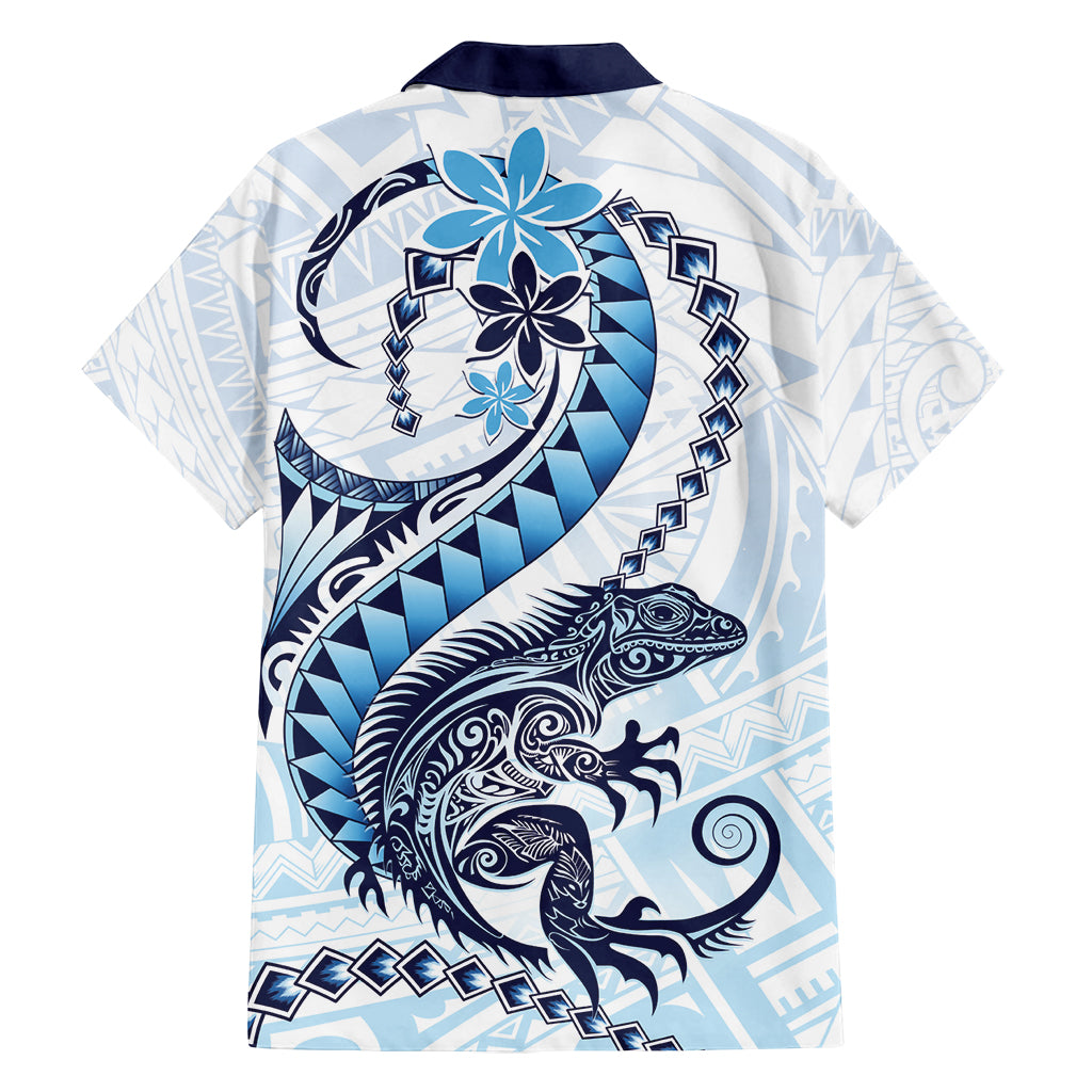 Blue Maori Tuatara Family Matching Off Shoulder Short Dress and Hawaiian Shirt Luxury Pastel Pattern LT01 - Polynesian Pride
