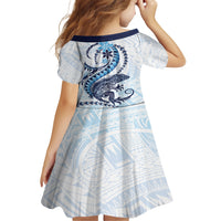Blue Maori Tuatara Family Matching Tank Maxi Dress and Hawaiian Shirt Luxury Pastel Pattern LT01 - Polynesian Pride