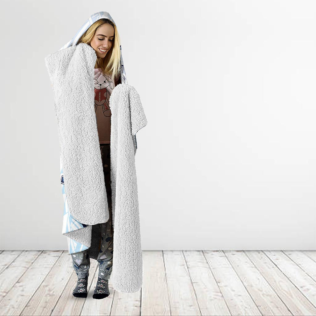 Blue Maori Tuatara Hooded Blanket Luxury Pastel Pattern