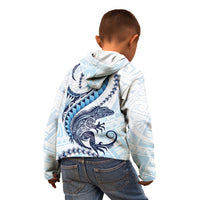 Blue Maori Tuatara Kid Hoodie Luxury Pastel Pattern