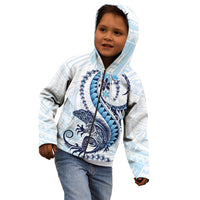 Blue Maori Tuatara Kid Hoodie Luxury Pastel Pattern