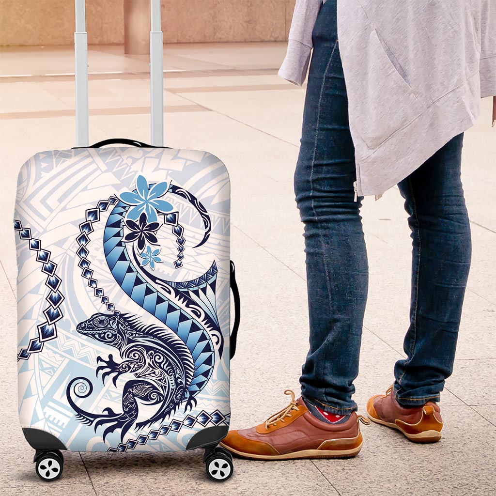 Blue Maori Tuatara Luggage Cover Luxury Pastel Pattern