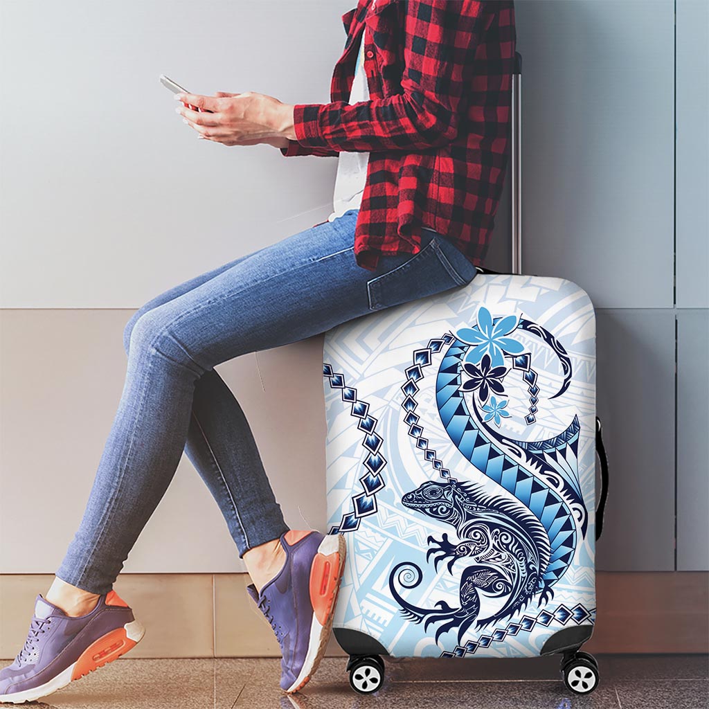 Blue Maori Tuatara Luggage Cover Luxury Pastel Pattern