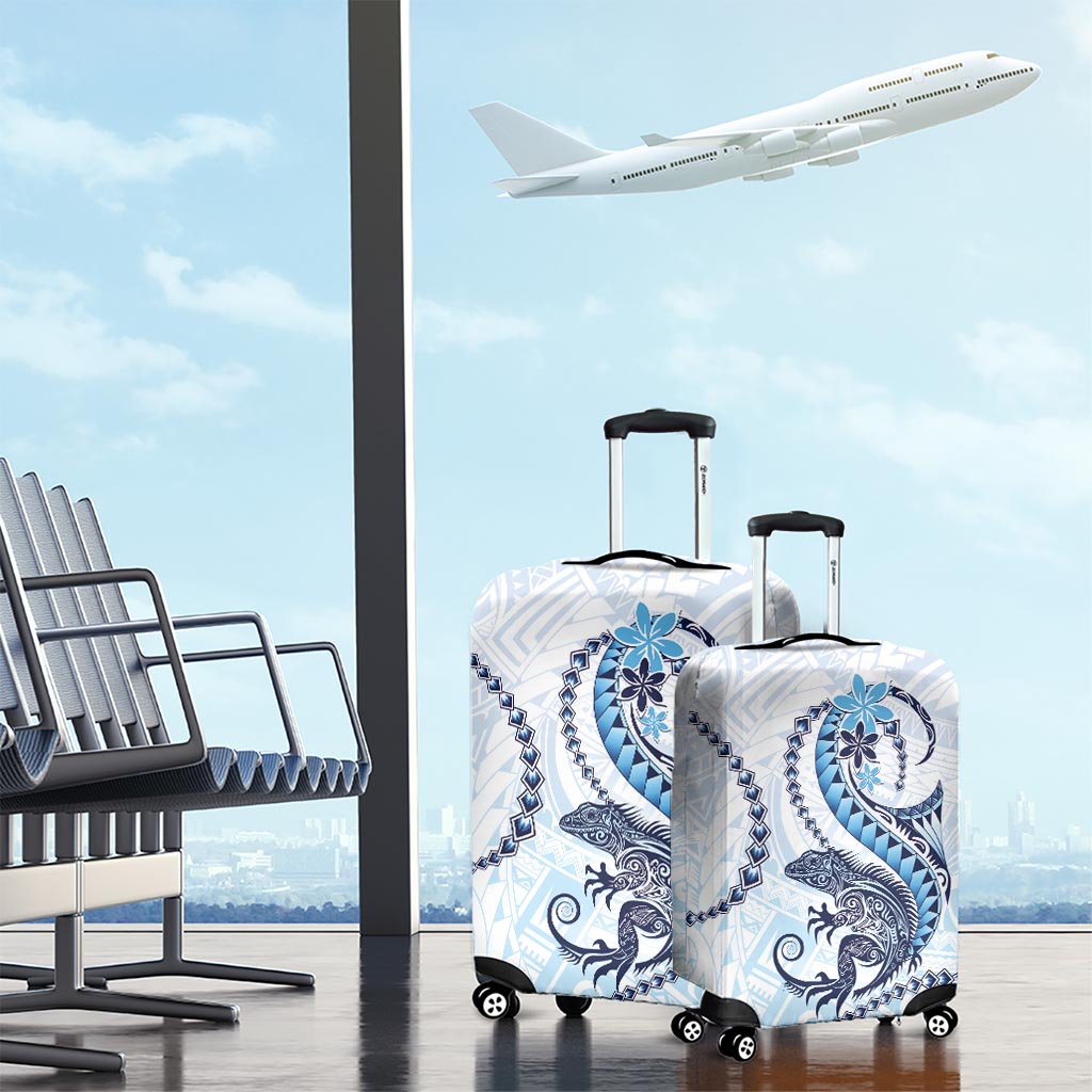 Blue Maori Tuatara Luggage Cover Luxury Pastel Pattern