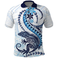 Blue Maori Tuatara Polo Shirt Luxury Pastel Pattern