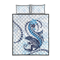 Blue Maori Tuatara Quilt Bed Set Luxury Pastel Pattern