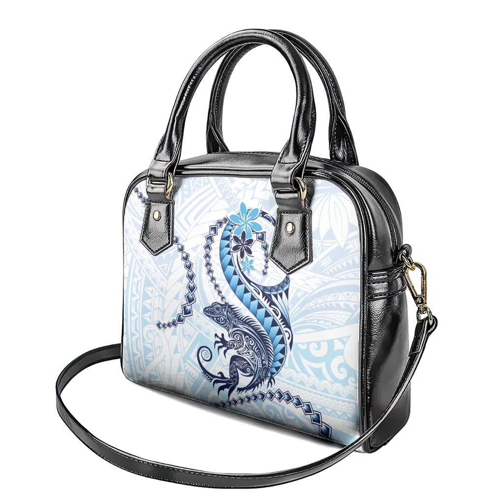 Blue Maori Tuatara Shoulder Handbag Luxury Pastel Pattern