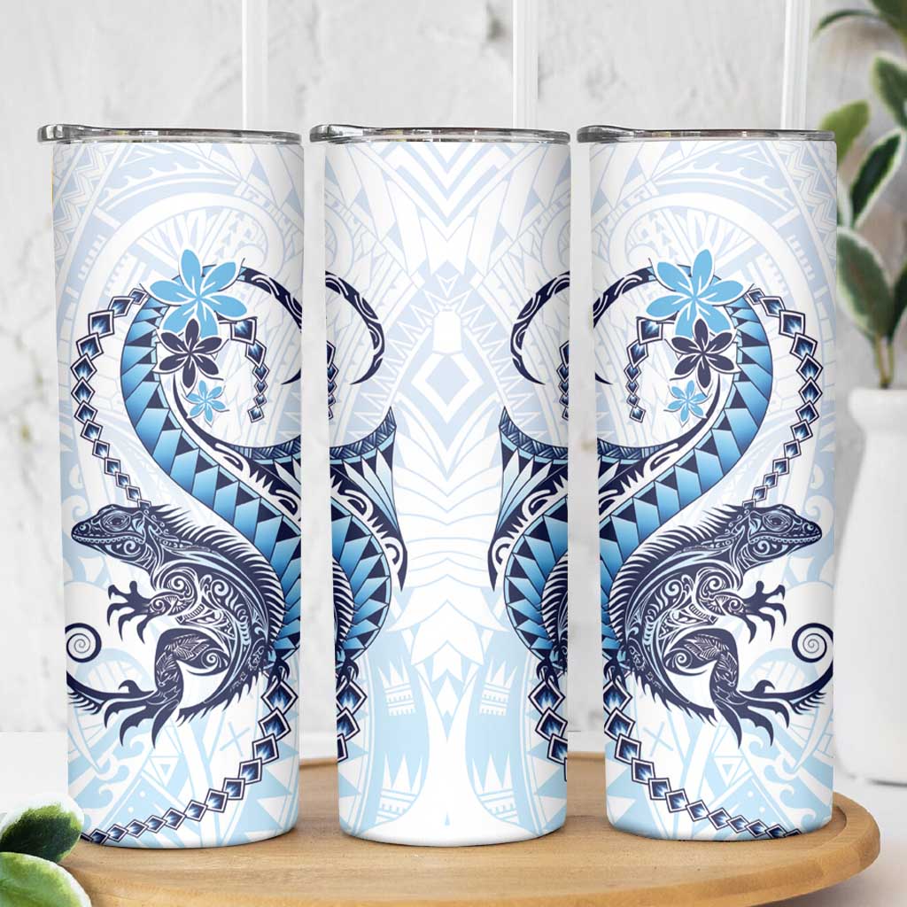 Blue Maori Tuatara Skinny Tumbler Luxury Pastel Pattern LT01 - Polynesian Pride