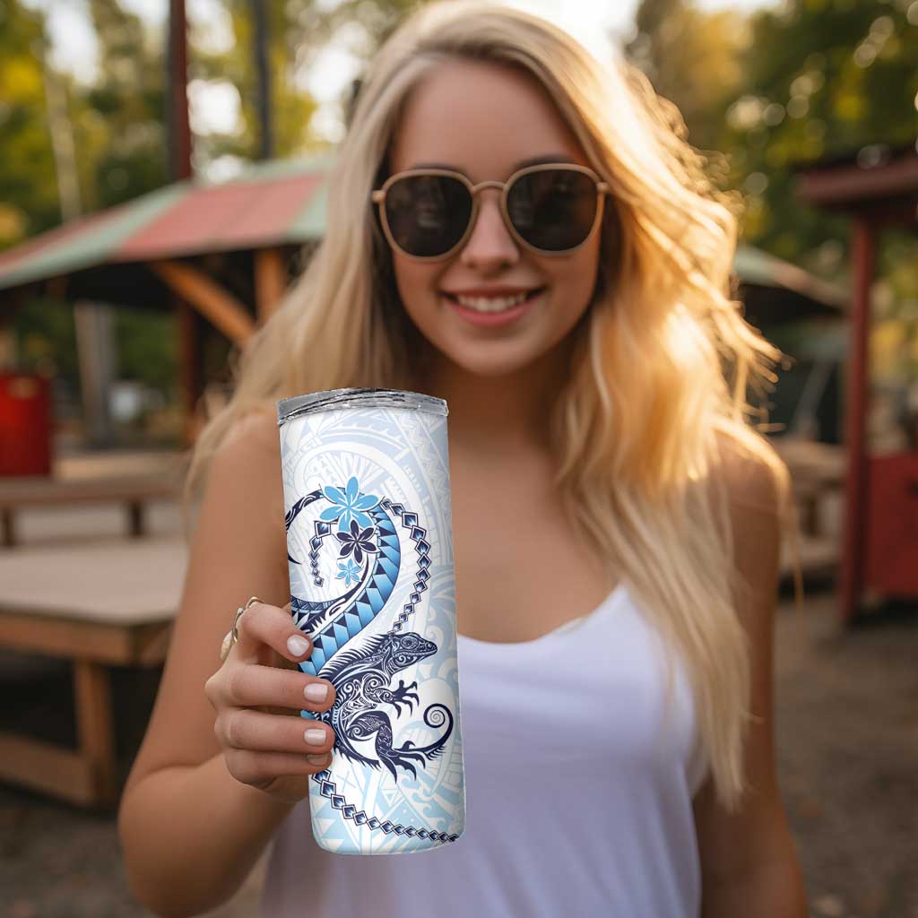 Blue Maori Tuatara Skinny Tumbler Luxury Pastel Pattern LT01 - Polynesian Pride
