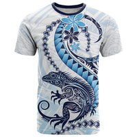 Blue Maori Tuatara T Shirt Luxury Pastel Pattern LT01 Blue - Polynesian Pride