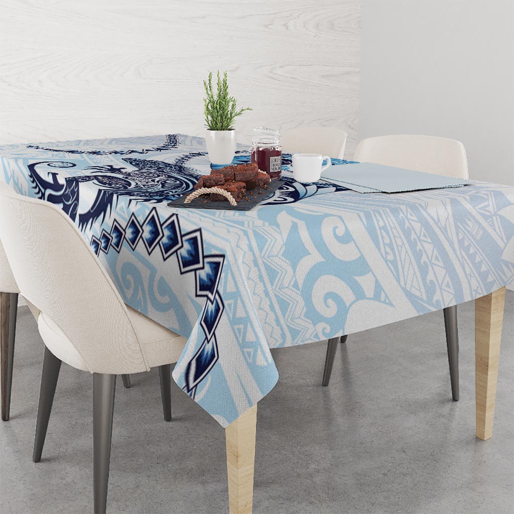 Blue Maori Tuatara Tablecloth Luxury Pastel Pattern