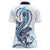 Blue Maori Tuatara Women Polo Shirt Luxury Pastel Pattern