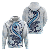 Blue Maori Tuatara Zip Hoodie Luxury Pastel Pattern