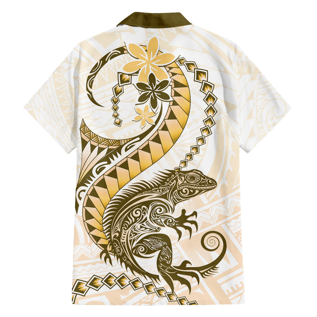 Gold Maori Tuatara Family Matching Off Shoulder Short Dress and Hawaiian Shirt Luxury Pastel Pattern LT01 - Polynesian Pride