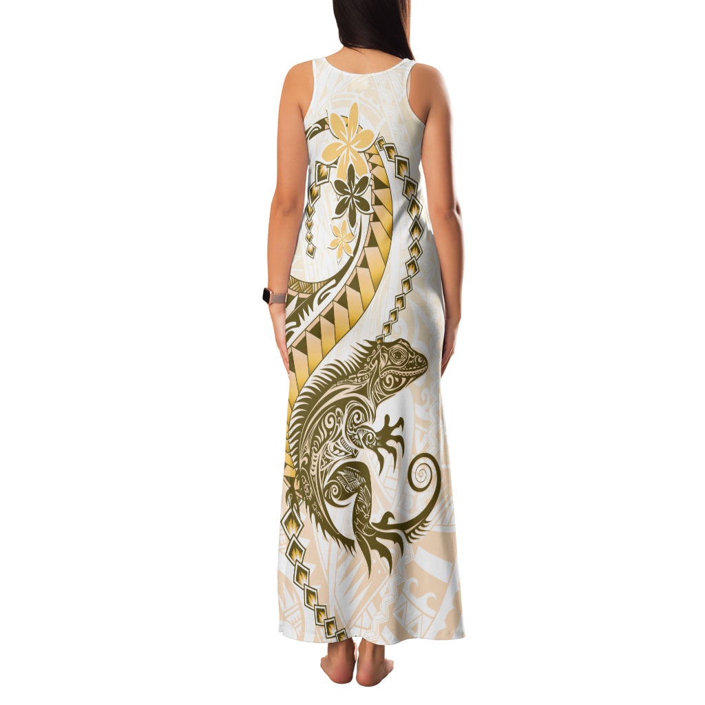 Gold Maori Tuatara Family Matching Tank Maxi Dress and Hawaiian Shirt Luxury Pastel Pattern LT01 - Polynesian Pride