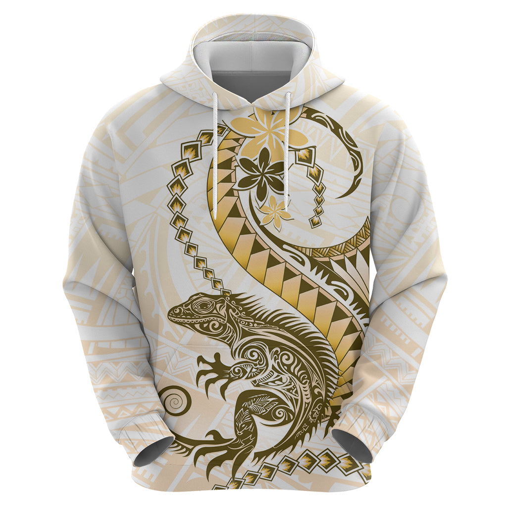 Gold Maori Tuatara Hoodie Luxury Pastel Pattern