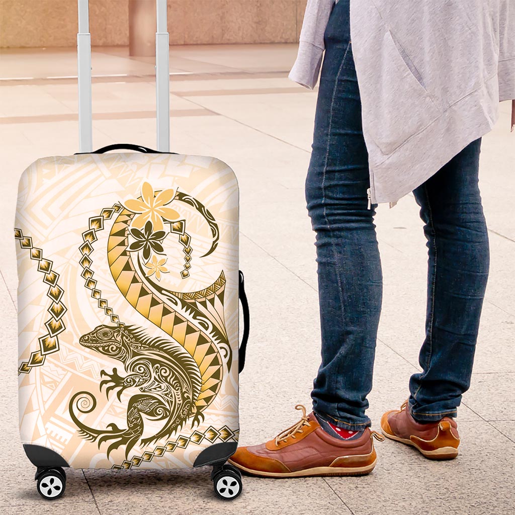 Gold Maori Tuatara Luggage Cover Luxury Pastel Pattern
