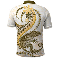 Gold Maori Tuatara Polo Shirt Luxury Pastel Pattern