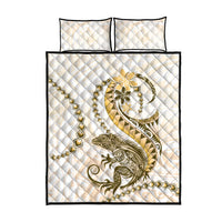 Gold Maori Tuatara Quilt Bed Set Luxury Pastel Pattern