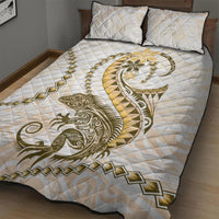 Gold Maori Tuatara Quilt Bed Set Luxury Pastel Pattern