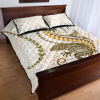 Gold Maori Tuatara Quilt Bed Set Luxury Pastel Pattern