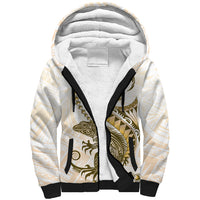 Gold Maori Tuatara Sherpa Hoodie Luxury Pastel Pattern