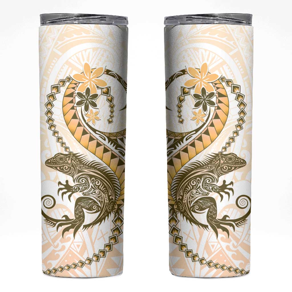 Gold Maori Tuatara Skinny Tumbler Luxury Pastel Pattern