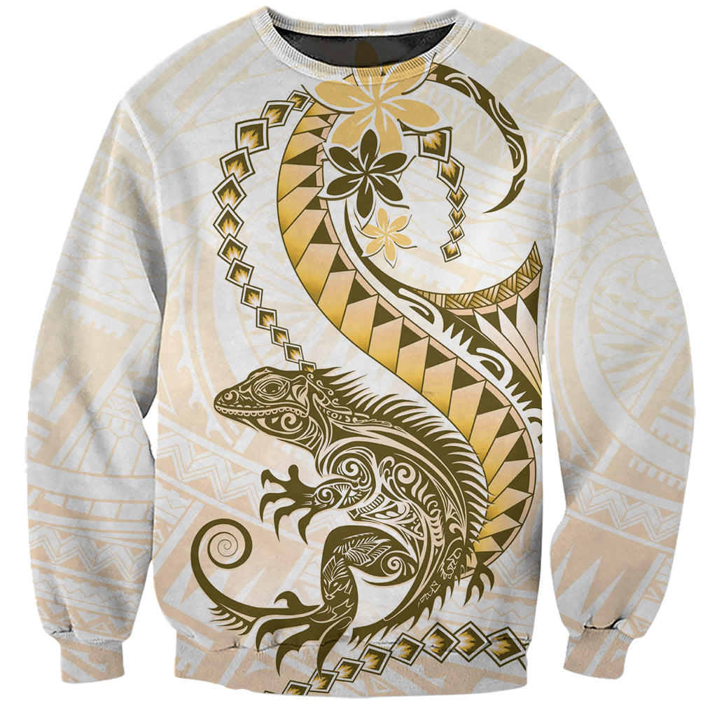 Gold Maori Tuatara Sweatshirt Luxury Pastel Pattern LT01 Unisex Gold - Polynesian Pride