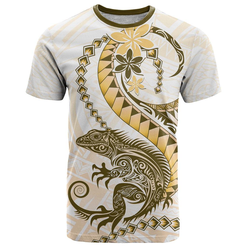 Gold Maori Tuatara T Shirt Luxury Pastel Pattern LT01 Gold - Polynesian Pride