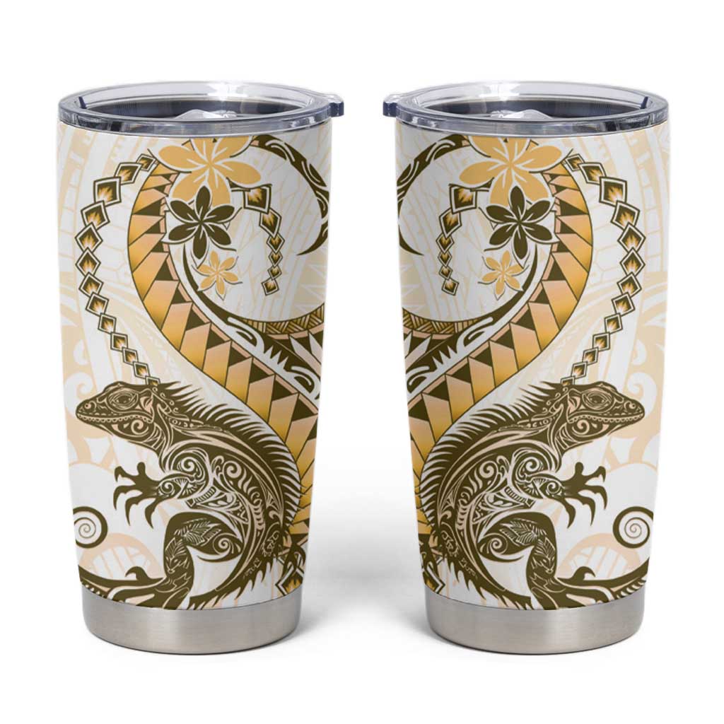 Gold Maori Tuatara Tumbler Cup Luxury Pastel Pattern