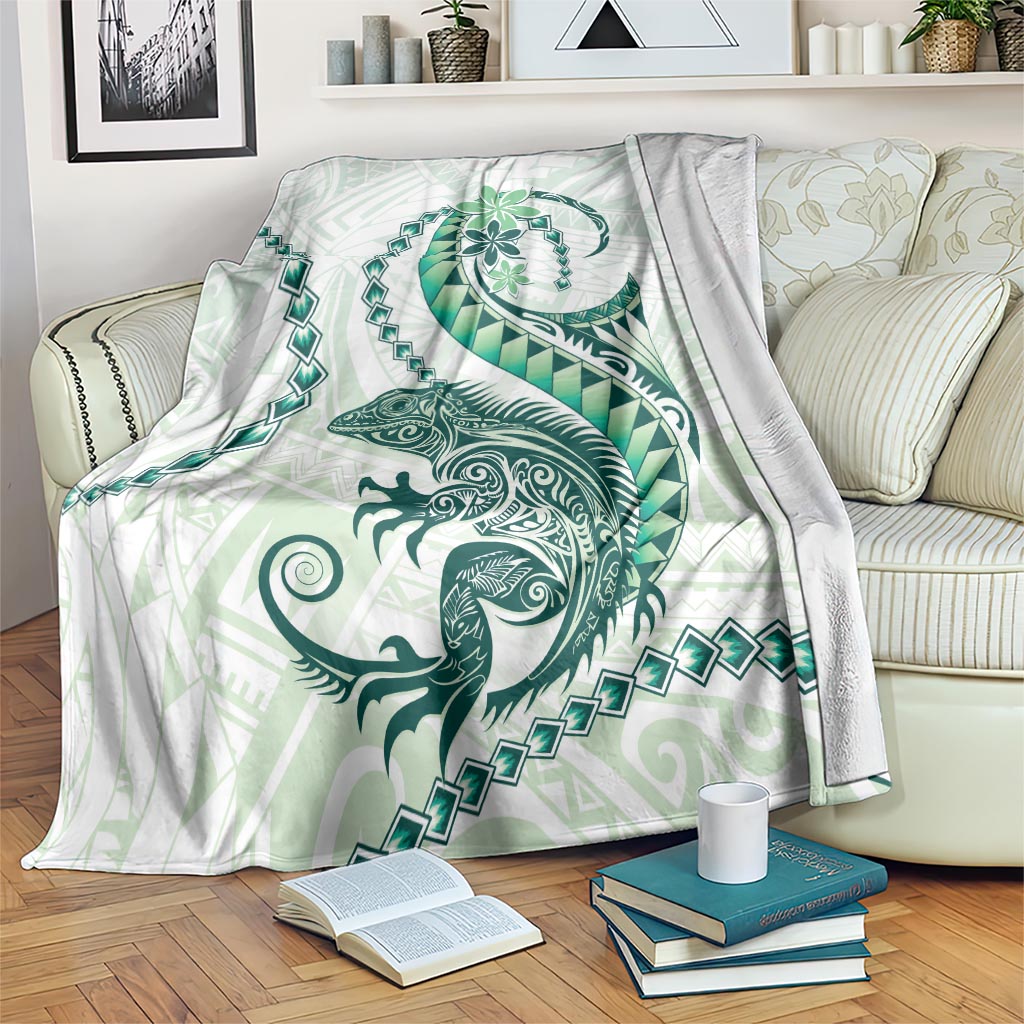 Green Maori Tuatara Blanket Luxury Pastel Pattern LT01 Green - Polynesian Pride