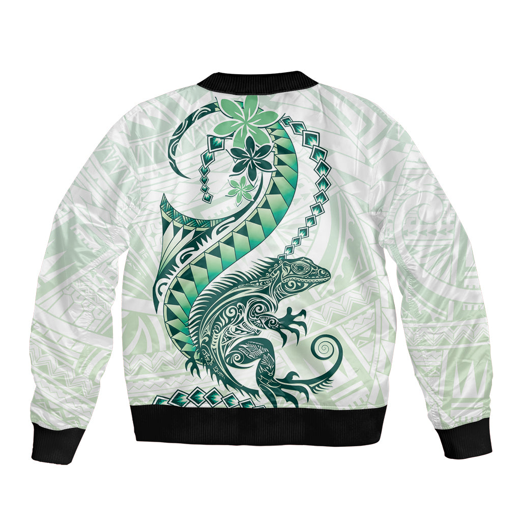 Green Maori Tuatara Bomber Jacket Luxury Pastel Pattern