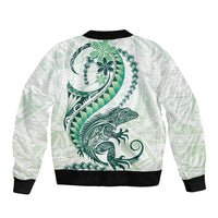 Green Maori Tuatara Bomber Jacket Luxury Pastel Pattern