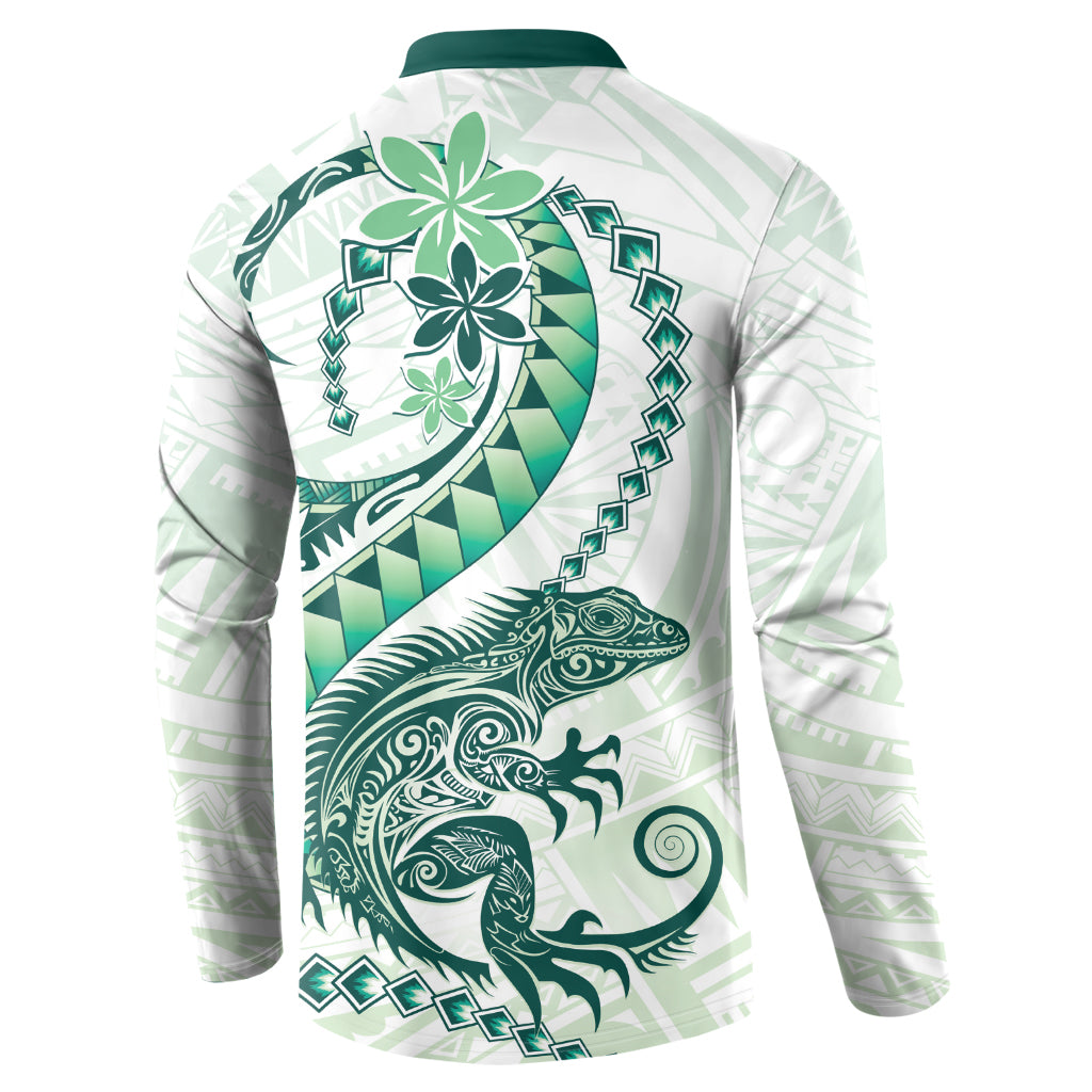Green Maori Tuatara Button Sweatshirt Luxury Pastel Pattern