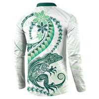 Green Maori Tuatara Button Sweatshirt Luxury Pastel Pattern
