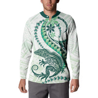 Green Maori Tuatara Button Sweatshirt Luxury Pastel Pattern
