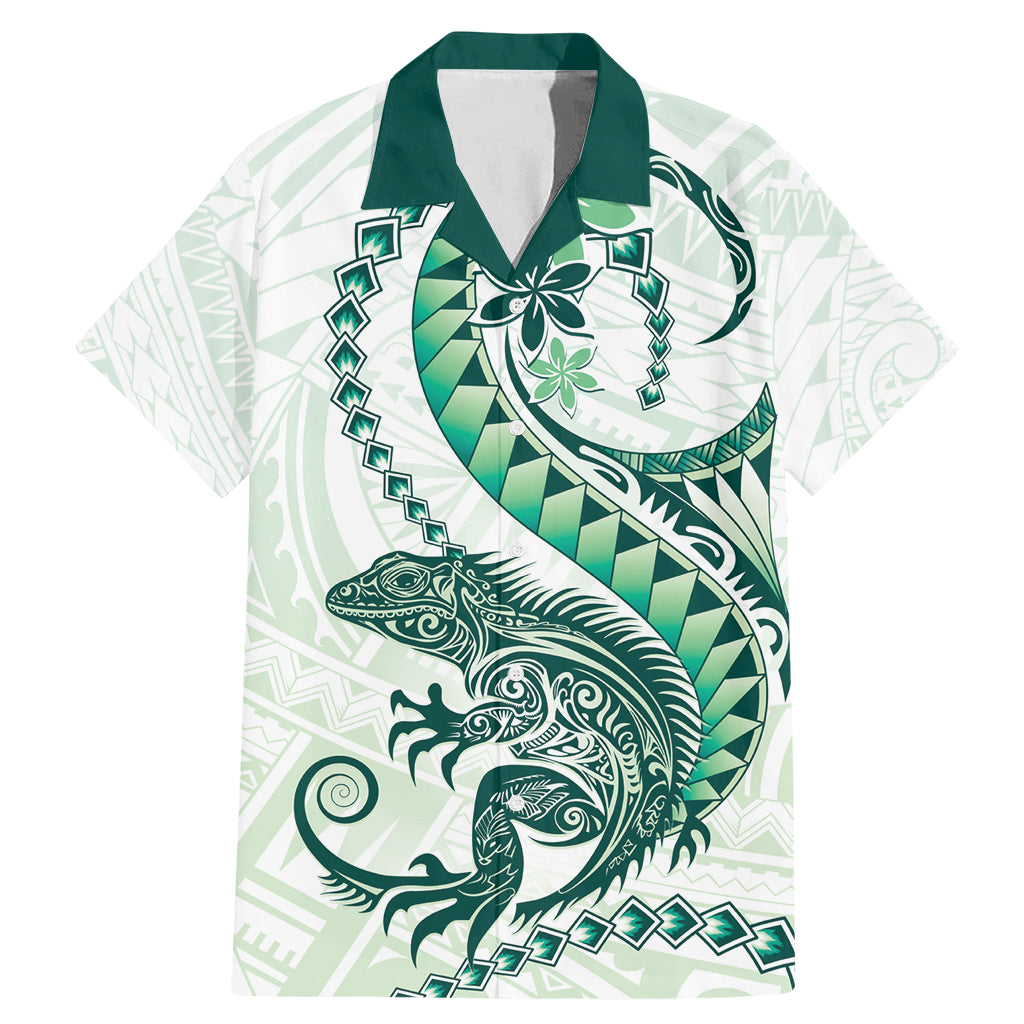 Green Maori Tuatara Family Matching Mermaid Dress and Hawaiian Shirt Luxury Pastel Pattern LT01 Dad's Shirt - Short Sleeve Green - Polynesian Pride